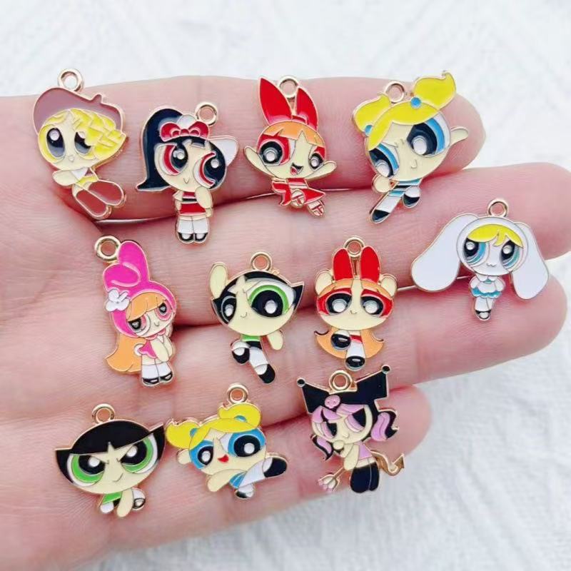 Jewelry Making Birthday Party - 10 Stück Legierung Öl-Tropfen-Cartoon-Mädchen-Anhänger, DIY Schmuckherstellung