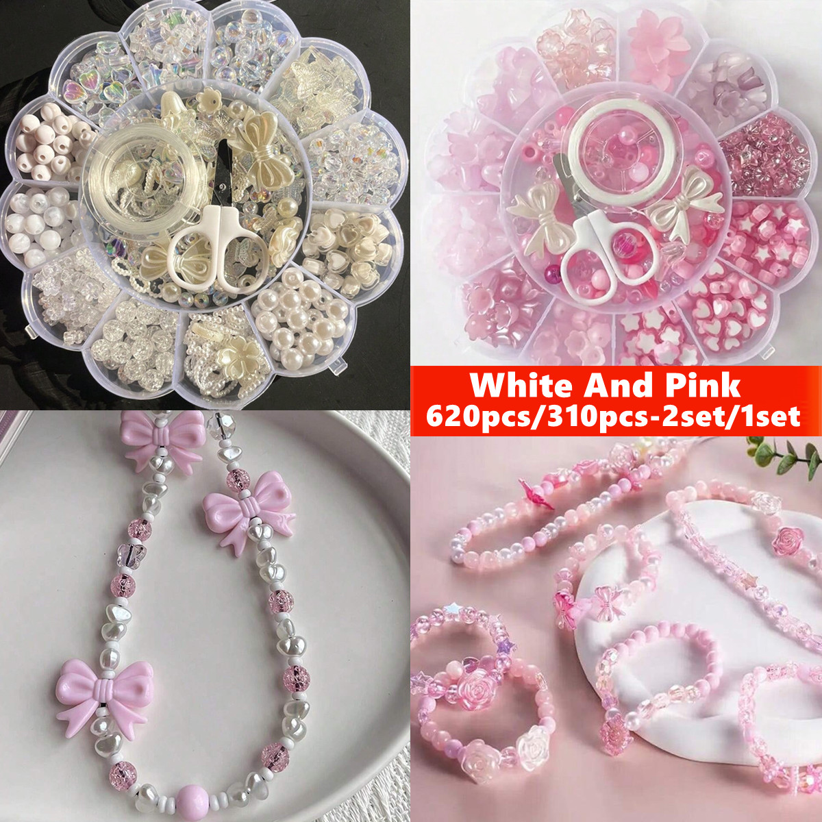 Jewelry Making Birthday Party - 2er-Set/1er-Set 13 Gitter Acryl-Blumenperlen in Box,