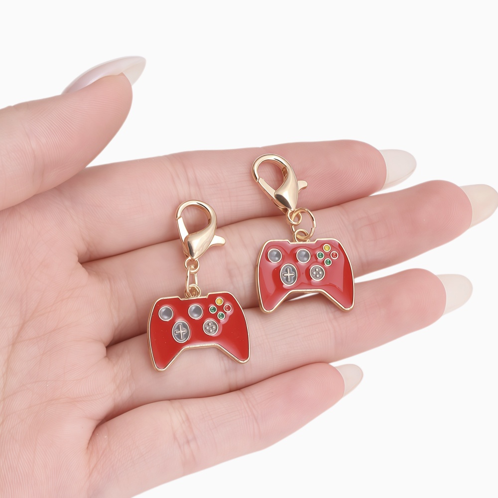 Jewelry Making Game - 10 Stück Emaille-Spielcontroller-Anhänger mit Karabinerhaken-Set, Legierungsanhänger