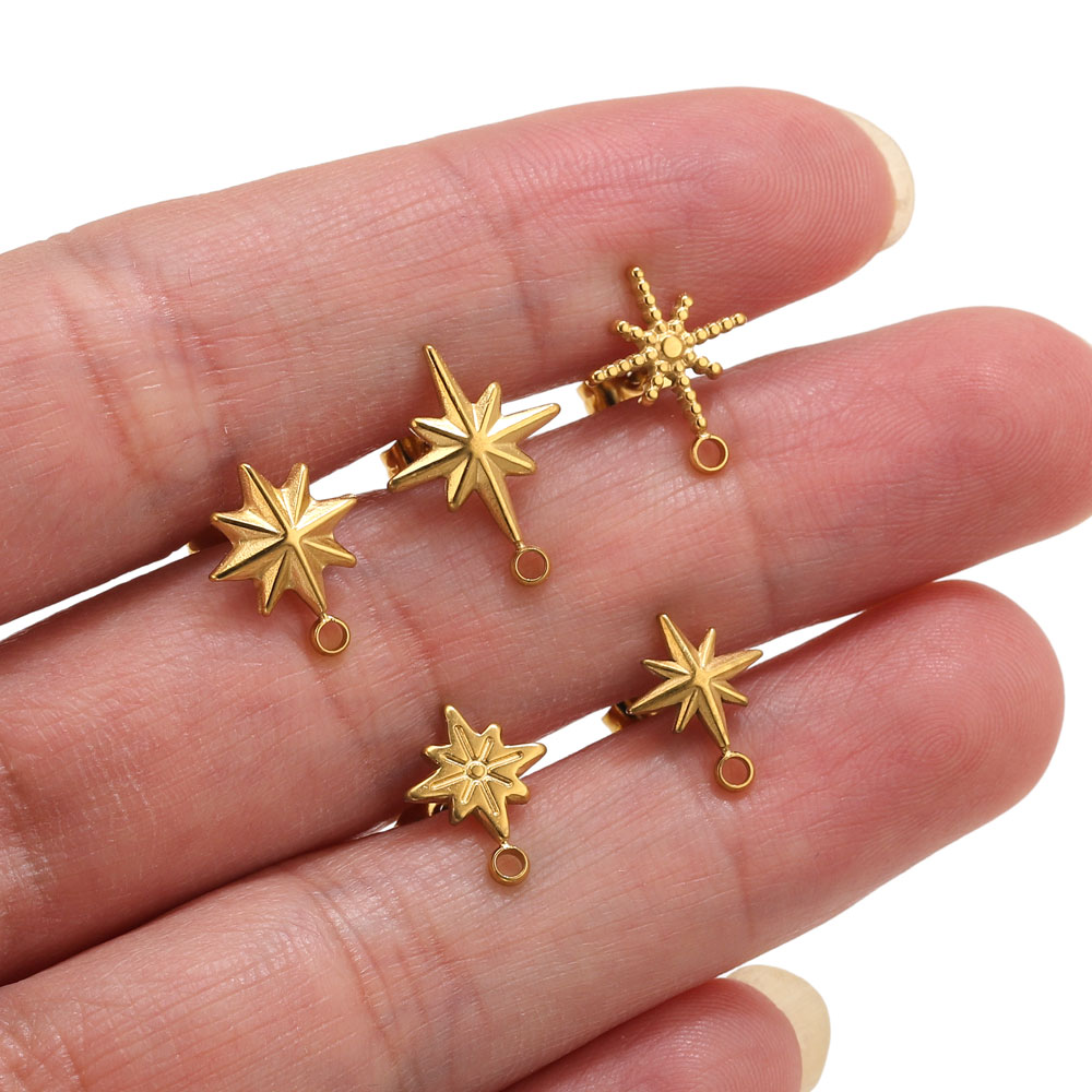 Jewelry Making Tutorial - 6 Stück Edelstahl-Stern-Ohrstecker für Ohrringherstellung, 18k
