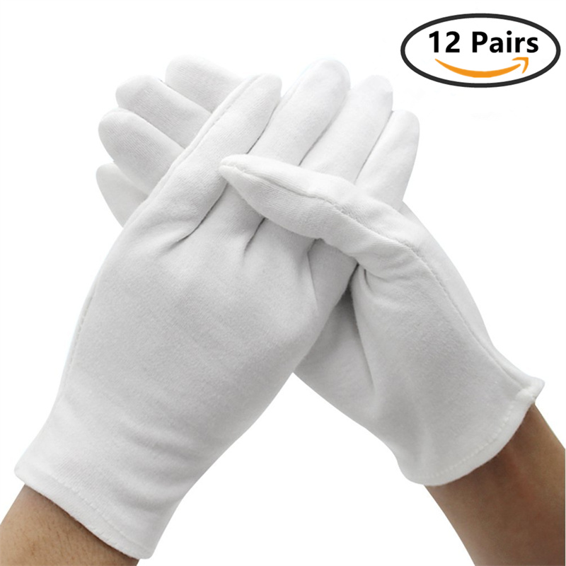 Jewelry Making Gloves - 12 Paar weiße Baumwoll-Arbeitshandschuhe für trockene