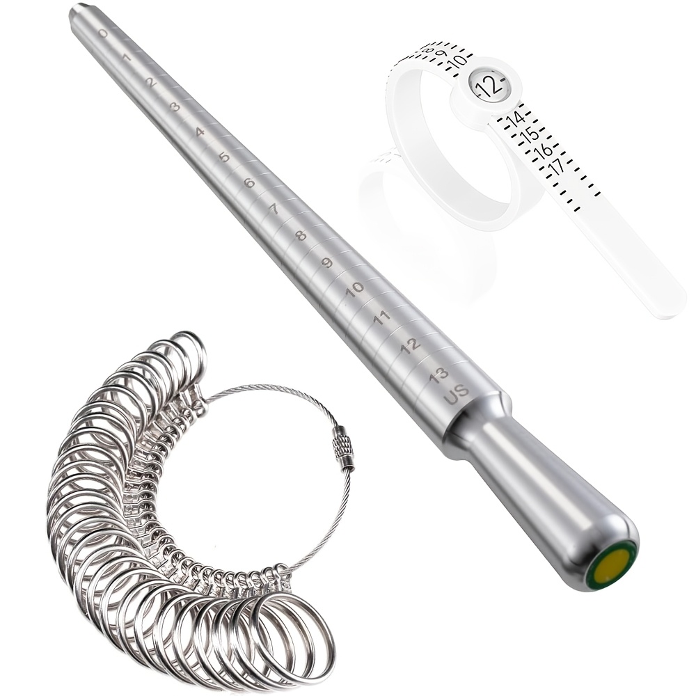Jewelry Making For Beginners - 3-teiliges Edelstahl-Ring-Messgerät-Dorn-Set mit Messwerkzeug für die
