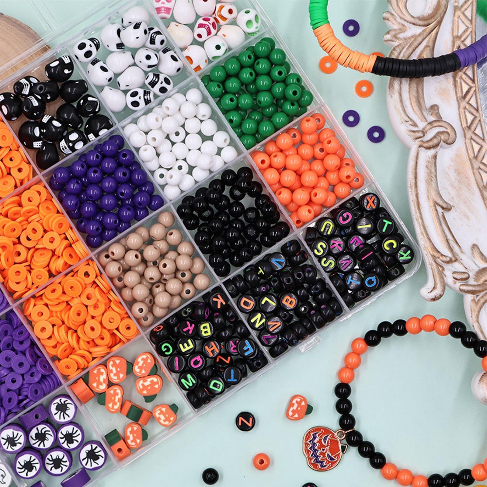 Jewelry Making For Beginners - Halloween-Armband-Bastelset, gruseliges, niedliches, festliches Themenwerkzeug, Armband-Schmuck-Perlenset