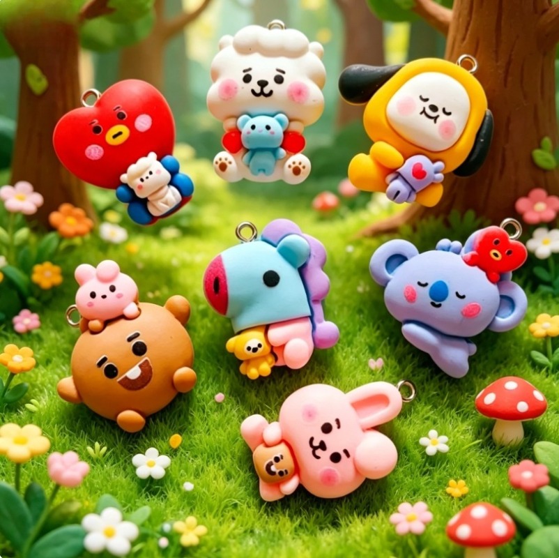 7 Stück BT21 Harz-Cartoon-Anhä – Jewelry Making Hobby Bewertung und Preis